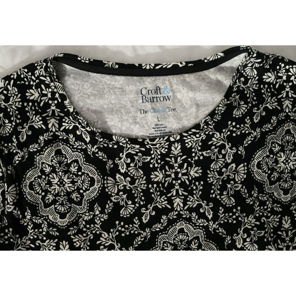 Croft & Barrow Women's Essential Long-Sleeve Crewneck Tee Size L, Black NWT - Picture 4 of 5